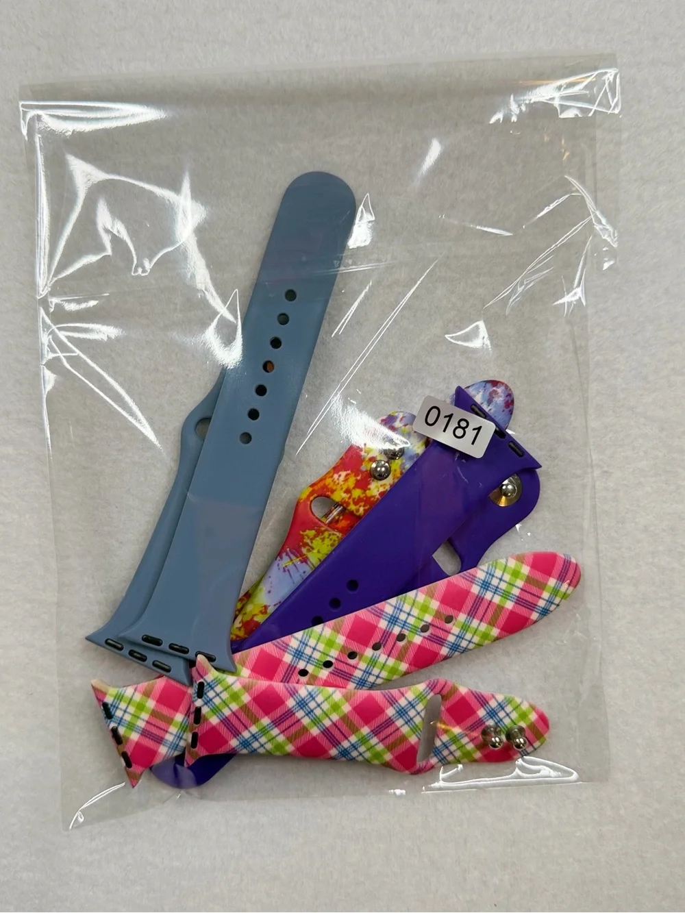 Silicone Replacement Watch Bands - Purple, Gray, Pink Plaid, Multicolor Splatter